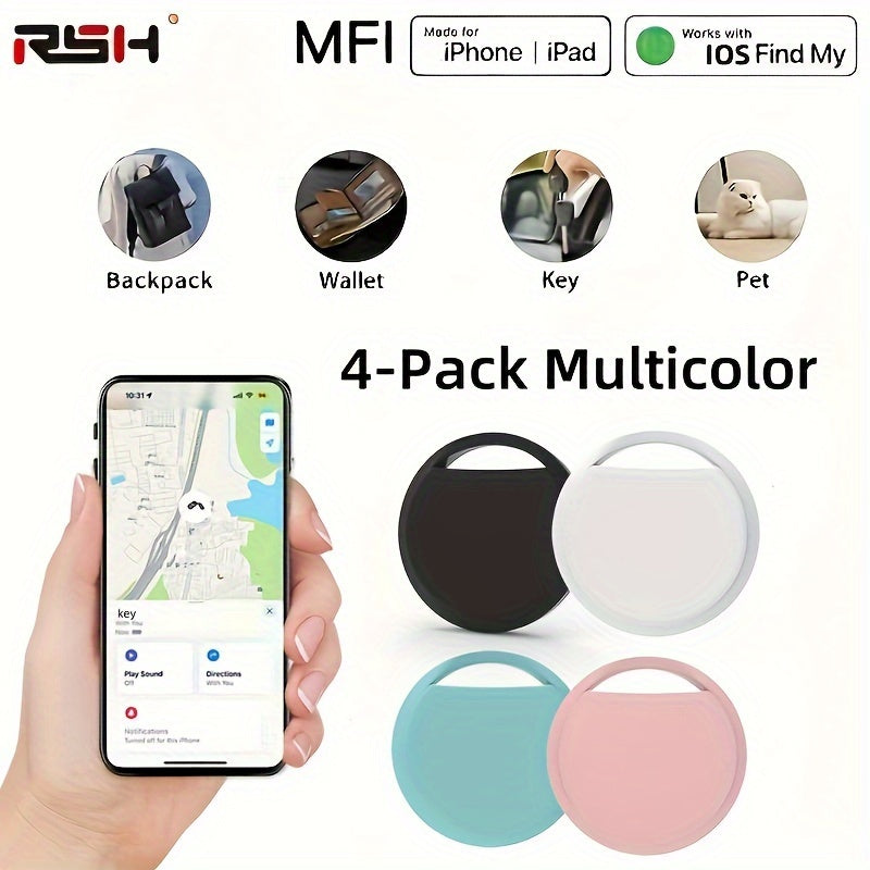 4pcs GPS Smart Anti-Loss Trackers, Real-Time Tracking, No Installation Required, Suitable for Pets, Bags, Luggage, Bicycles, And Cars, Compatible with The Find My App on Ios, Worry-Free Anti-Loss.