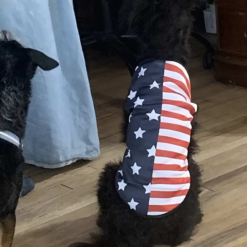 Stars & Stripes Pet Vest - Cartoon Printed, Summer Themed, Breathable, Comfortable Dog Shirt for Small to Medium Dogs - Independence Day Celebration Outfit