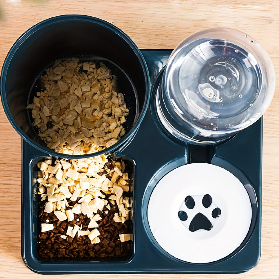 Automatic Cat Feeder Water Dispenser Set, 2 In 1 Tilted Automatic Pet Food And Water Feeder Gravity Food Feeder And Waterer For Indoor Cats