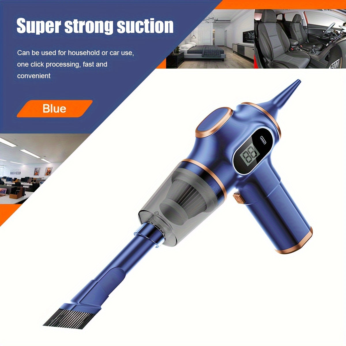 1pc BELIBUY Cordless Handheld Vacuum Cleaner, High Power USB Rechargeable with Extended Battery Life, Multi-Function Dust Buster for Home and Car Use, Pet Hair, Dust & Debris Cleaning, Includes Accessory Kit