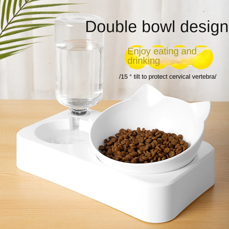 Double Cat Bowl - Stainless Steel, Easy Clean, Space-Saving, Pet Double Feeder for Food and Water - Suitable for Multi-Cat Families and Pet Owners
