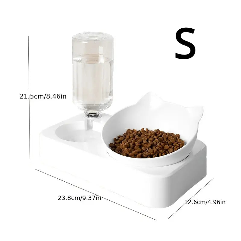 Double Cat Bowl - Stainless Steel, Easy Clean, Space-Saving, Pet Double Feeder for Food and Water - Suitable for Multi-Cat Families and Pet Owners