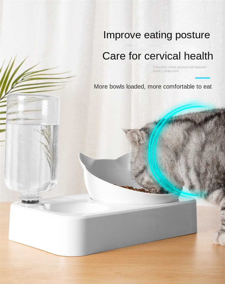 Double Cat Bowl - Stainless Steel, Easy Clean, Space-Saving, Pet Double Feeder for Food and Water - Suitable for Multi-Cat Families and Pet Owners