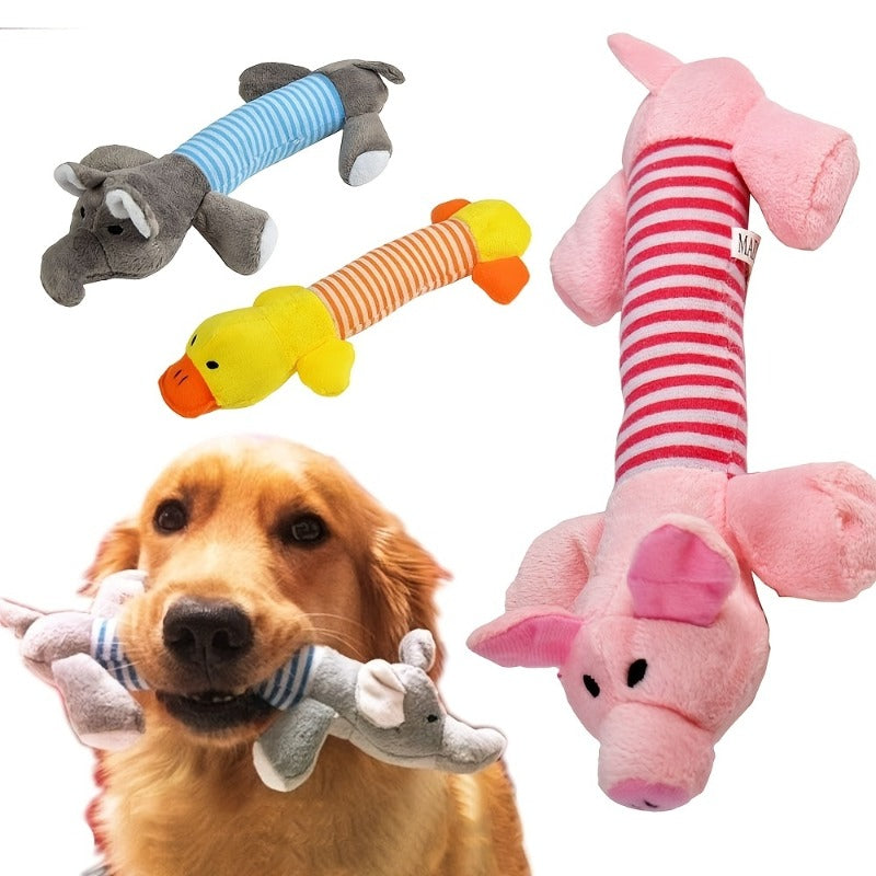 1pc Pig/Elephant/Duck Design Pet Grinding Teeth Squeaky Plush Toy Durable Chew Toy For Dog Interactive Supply