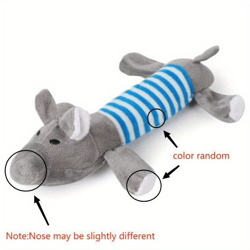 1pc Pig/Elephant/Duck Design Pet Grinding Teeth Squeaky Plush Toy Durable Chew Toy For Dog Interactive Supply