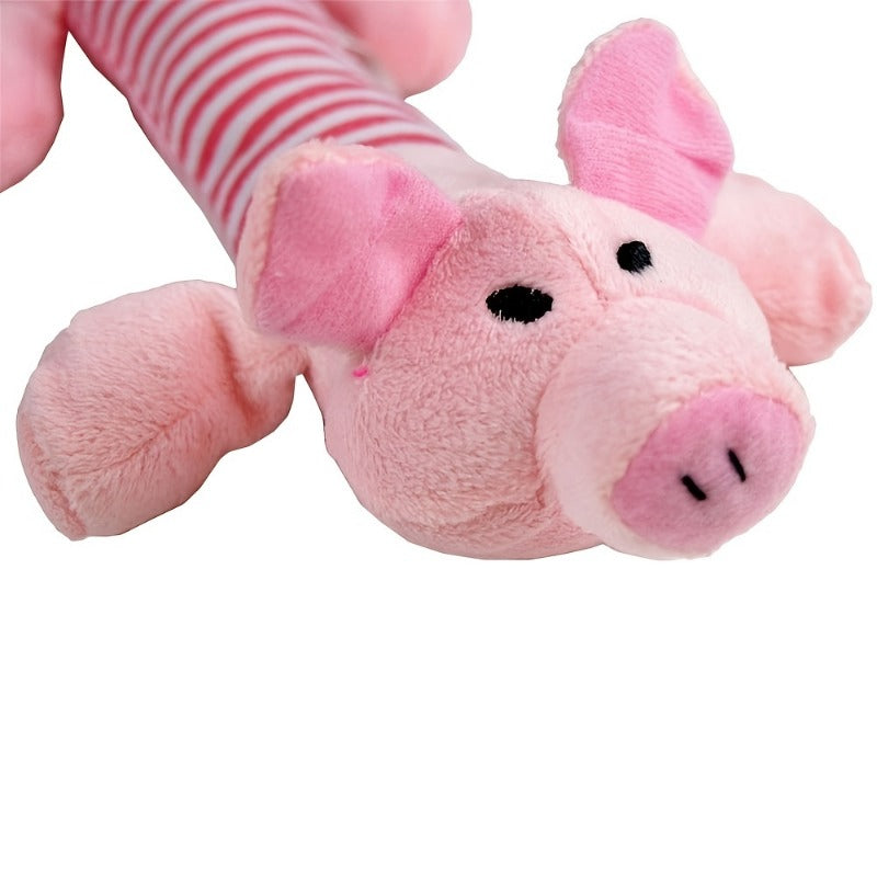 1pc Pig/Elephant/Duck Design Pet Grinding Teeth Squeaky Plush Toy Durable Chew Toy For Dog Interactive Supply