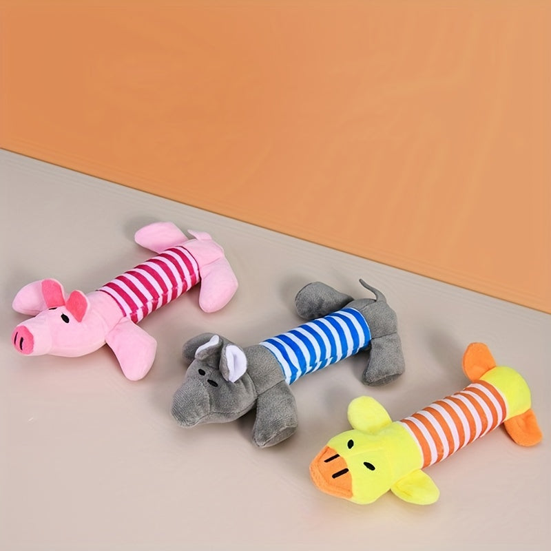 1pc Pig/Elephant/Duck Design Pet Grinding Teeth Squeaky Plush Toy Durable Chew Toy For Dog Interactive Supply