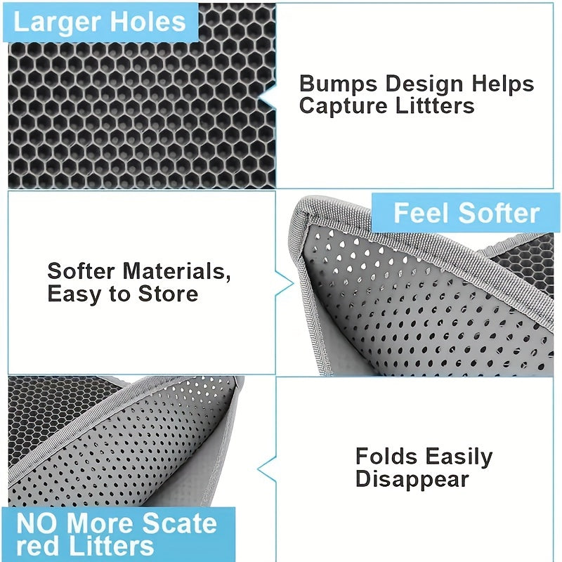 Waterproof Cat Litter Mat, Double Layer Cat Litter Box Mat With Non-slip Backing, Washable Leak Proof Pet Cleaning Mat Cat Litter Trapping Mat