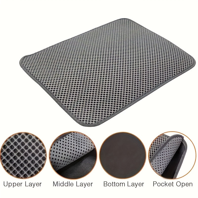 Waterproof Cat Litter Mat, Double Layer Cat Litter Box Mat With Non-slip Backing, Washable Leak Proof Pet Cleaning Mat Cat Litter Trapping Mat