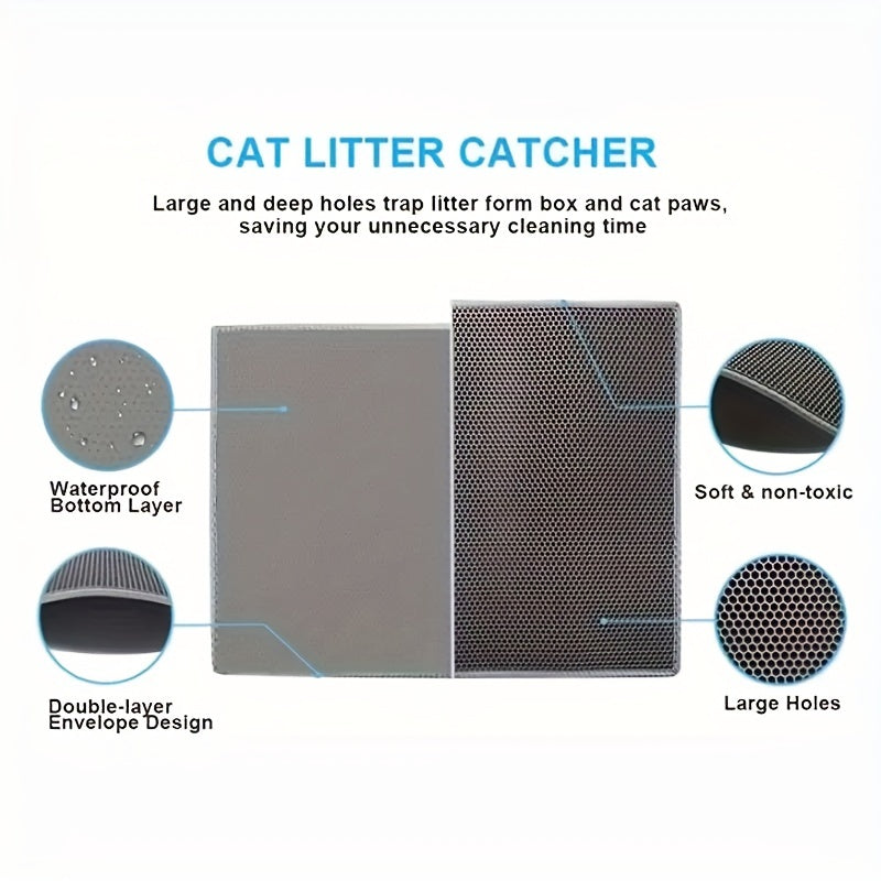 Waterproof Cat Litter Mat, Double Layer Cat Litter Box Mat With Non-slip Backing, Washable Leak Proof Pet Cleaning Mat Cat Litter Trapping Mat