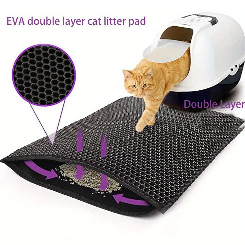 Waterproof Cat Litter Mat, Double Layer Cat Litter Box Mat With Non-slip Backing, Washable Leak Proof Pet Cleaning Mat Cat Litter Trapping Mat