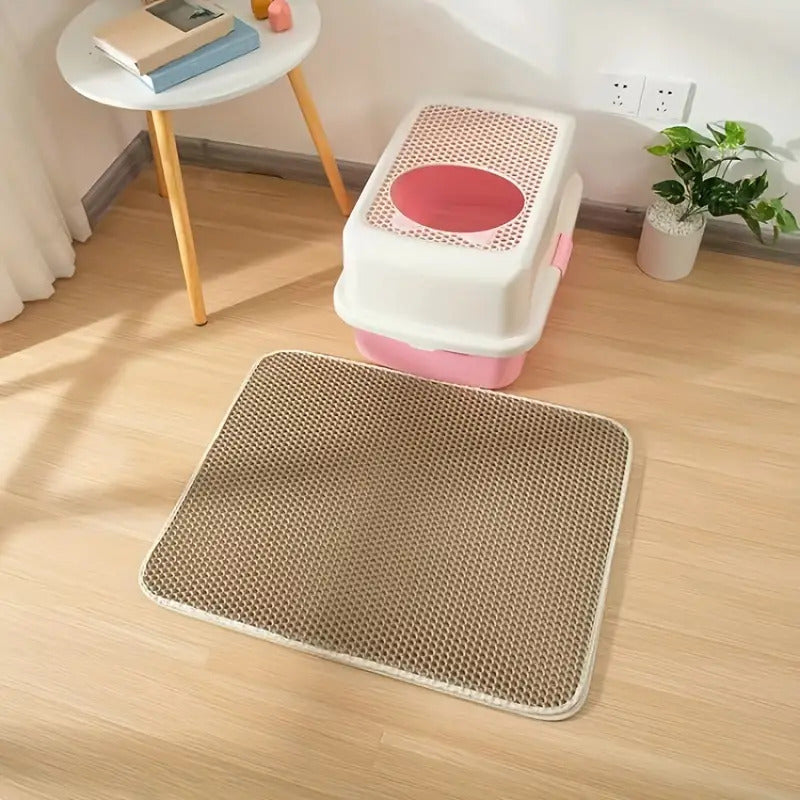 Waterproof Cat Litter Mat, Double Layer Cat Litter Box Mat With Non-slip Backing, Washable Leak Proof Pet Cleaning Mat Cat Litter Trapping Mat