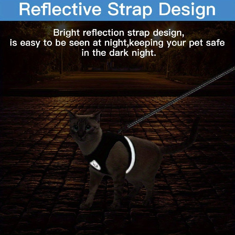 Super-Breathable Pet Harness & Leash Set - Escape-Proof, Adjustable Vest with Reflective Stripes for Kitten, Puppy & Small Dogs - Stylish Comfort and Enhanced Control
