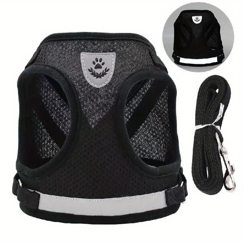 Super-Breathable Pet Harness & Leash Set - Escape-Proof, Adjustable Vest with Reflective Stripes for Kitten, Puppy & Small Dogs - Stylish Comfort and Enhanced Control