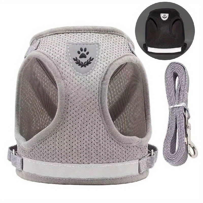 Super-Breathable Pet Harness & Leash Set - Escape-Proof, Adjustable Vest with Reflective Stripes for Kitten, Puppy & Small Dogs - Stylish Comfort and Enhanced Control