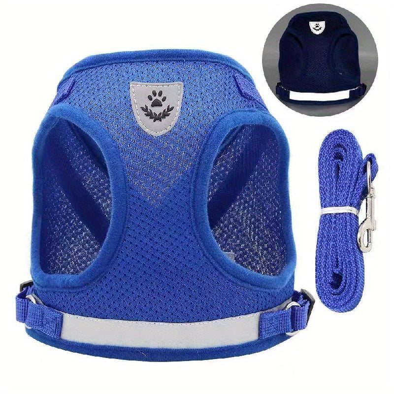 Super-Breathable Pet Harness & Leash Set - Escape-Proof, Adjustable Vest with Reflective Stripes for Kitten, Puppy & Small Dogs - Stylish Comfort and Enhanced Control