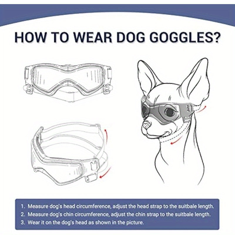 1pc Small Dog Sunglasses, UV Protection Goggles, Doggy Eye Protection, Pet Sunglasses, Arc-Shaped Outdoor Puppy Goggles, AntiFog Glasses For Pets Over 5lb