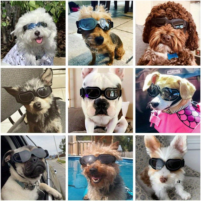 1pc Small Dog Sunglasses, UV Protection Goggles, Doggy Eye Protection, Pet Sunglasses, Arc-Shaped Outdoor Puppy Goggles, AntiFog Glasses For Pets Over 5lb