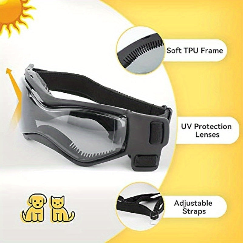 1pc Small Dog Sunglasses, UV Protection Goggles, Doggy Eye Protection, Pet Sunglasses, Arc-Shaped Outdoor Puppy Goggles, AntiFog Glasses For Pets Over 5lb