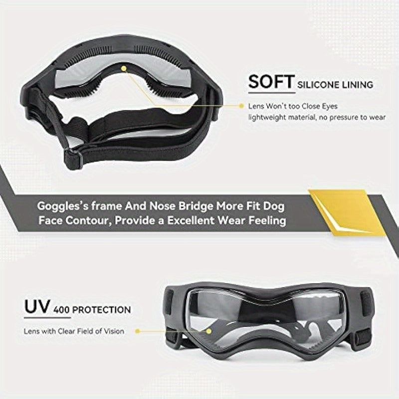1pc Small Dog Sunglasses, UV Protection Goggles, Doggy Eye Protection, Pet Sunglasses, Arc-Shaped Outdoor Puppy Goggles, AntiFog Glasses For Pets Over 5lb