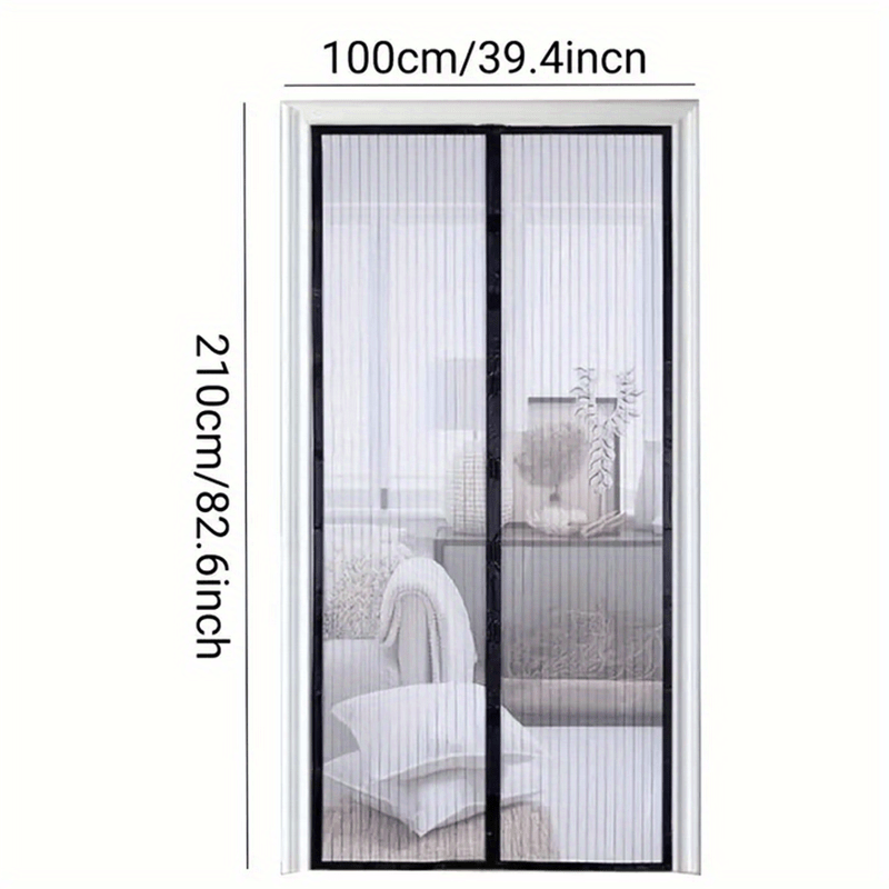 1 Set Magnetic Screen Door - Self-Sealing, Hands-Free, Heavy-Duty Mesh Partition - Keeps Bugs Out, Pet and Kid Friendly, Easy Installation, Durable, 36 Inch x 82 Inch/39 Inch x 82 Inch