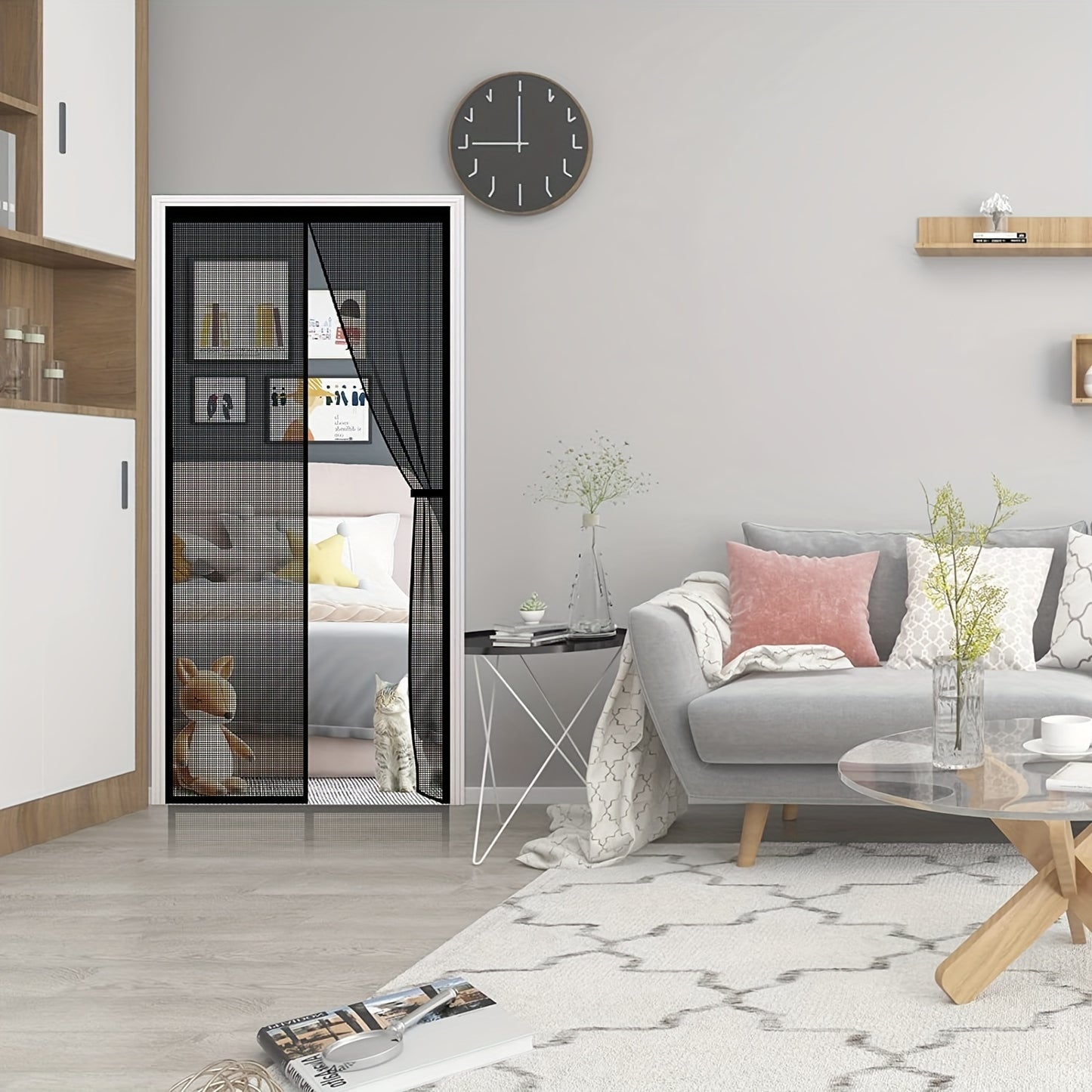 1 Set Magnetic Screen Door - Self-Sealing, Hands-Free, Heavy-Duty Mesh Partition - Keeps Bugs Out, Pet and Kid Friendly, Easy Installation, Durable, 36 Inch x 82 Inch/39 Inch x 82 Inch