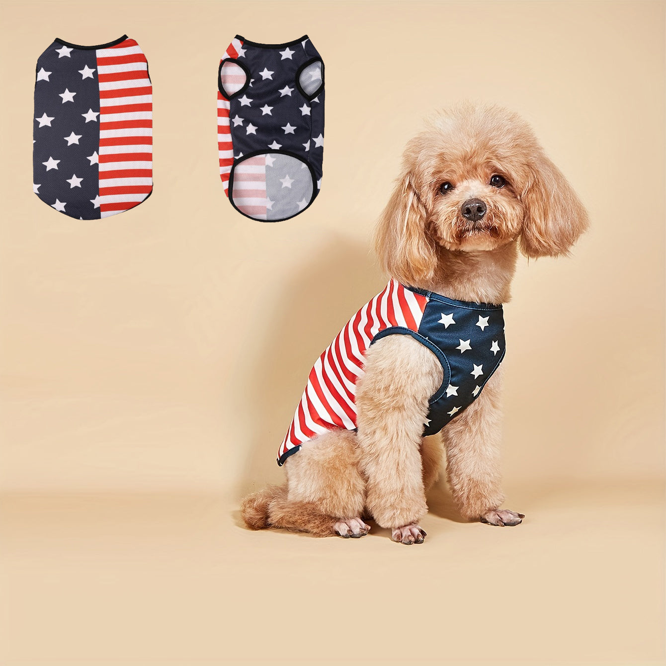 Stars & Stripes Pet Vest - Cartoon Printed, Summer Themed, Breathable, Comfortable Dog Shirt for Small to Medium Dogs - Independence Day Celebration Outfit