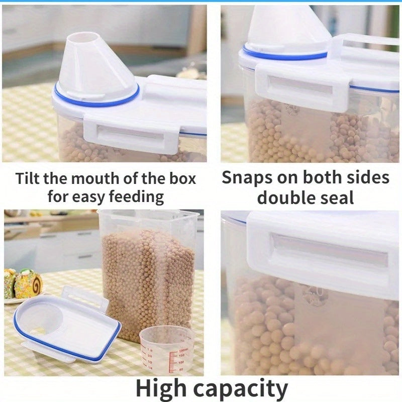 1.5kg/2kg Large Capacity Pet Food Storage Container - Airtight, Moisture-Proof, and Pest-Controlled Plastic Bucket with Measuring Cup, Handle, and Scoop Design for Easy Food Management and Freshness Preservation