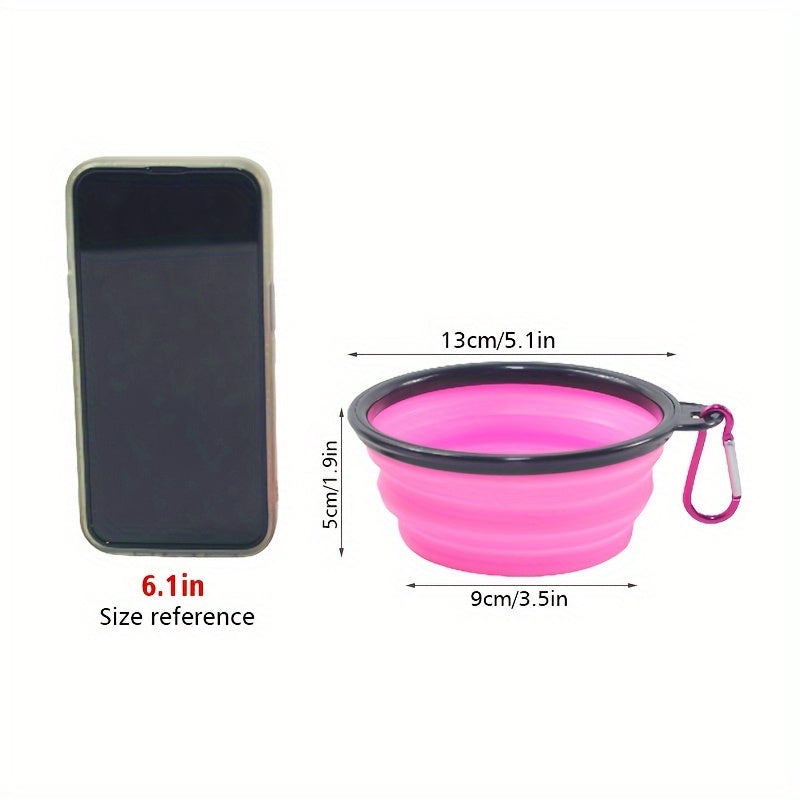 1pc Portable Folding Dog Travel Bowl - Collapsible, Lightweight, Easy-Clean Food and Water Bowl for Outdoor Walking, Hiking, Camping Trips with Your Pet