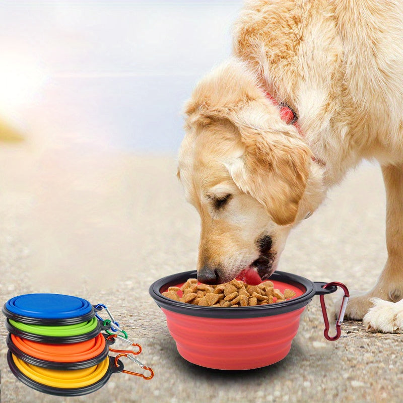 1pc Portable Folding Dog Travel Bowl - Collapsible, Lightweight, Easy-Clean Food and Water Bowl for Outdoor Walking, Hiking, Camping Trips with Your Pet