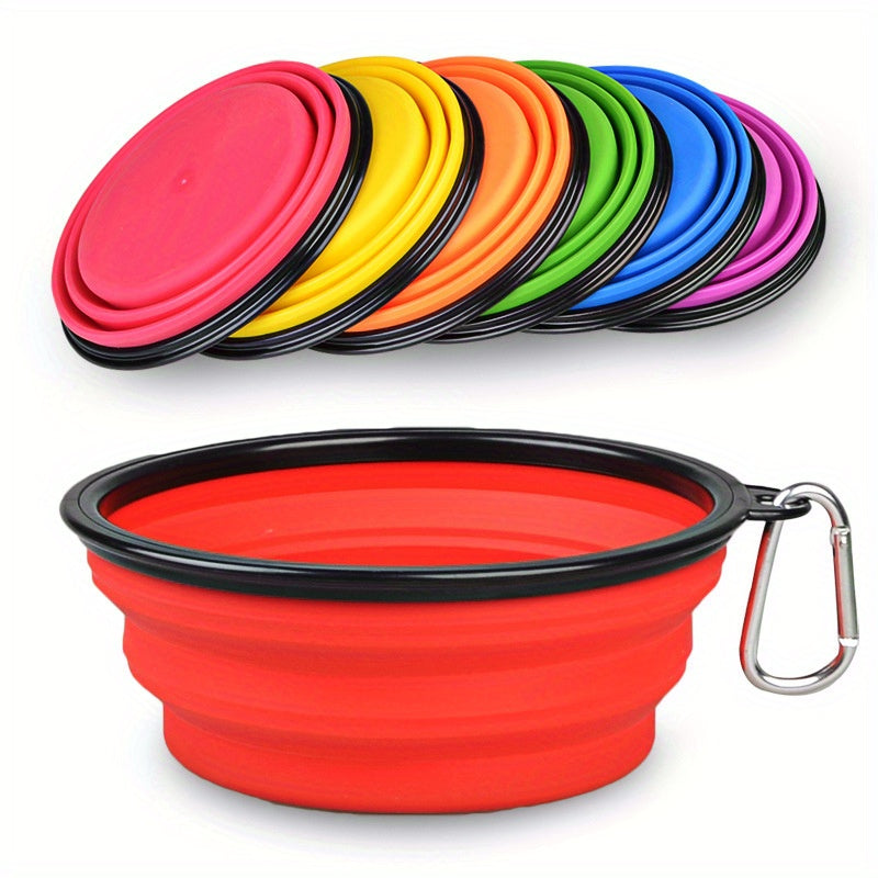1pc Portable Folding Dog Travel Bowl - Collapsible, Lightweight, Easy-Clean Food and Water Bowl for Outdoor Walking, Hiking, Camping Trips with Your Pet