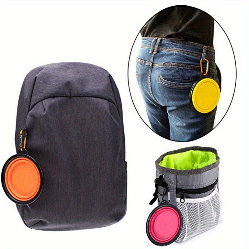 1pc Portable Folding Dog Travel Bowl - Collapsible, Lightweight, Easy-Clean Food and Water Bowl for Outdoor Walking, Hiking, Camping Trips with Your Pet