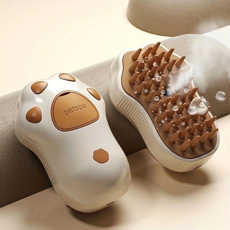3-in-1 Electric Pet Grooming Brush: Portable, Self-Cleaning Silicone Steam Brush for Cats & Dogs with Massage & Hair Removal