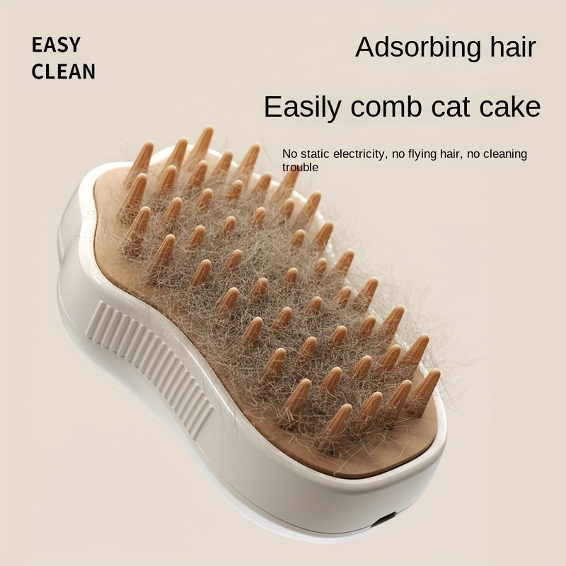 3-in-1 Electric Pet Grooming Brush: Portable, Self-Cleaning Silicone Steam Brush for Cats & Dogs with Massage & Hair Removal