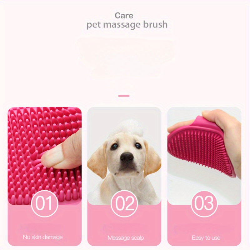 Pet Grooming Brush, Rubber Bristle Massage Bathing Brush for Cats and Dogs, Gentle Cleaning Glove Mitt for Pets - Non-Scrubbing, Easy to Use