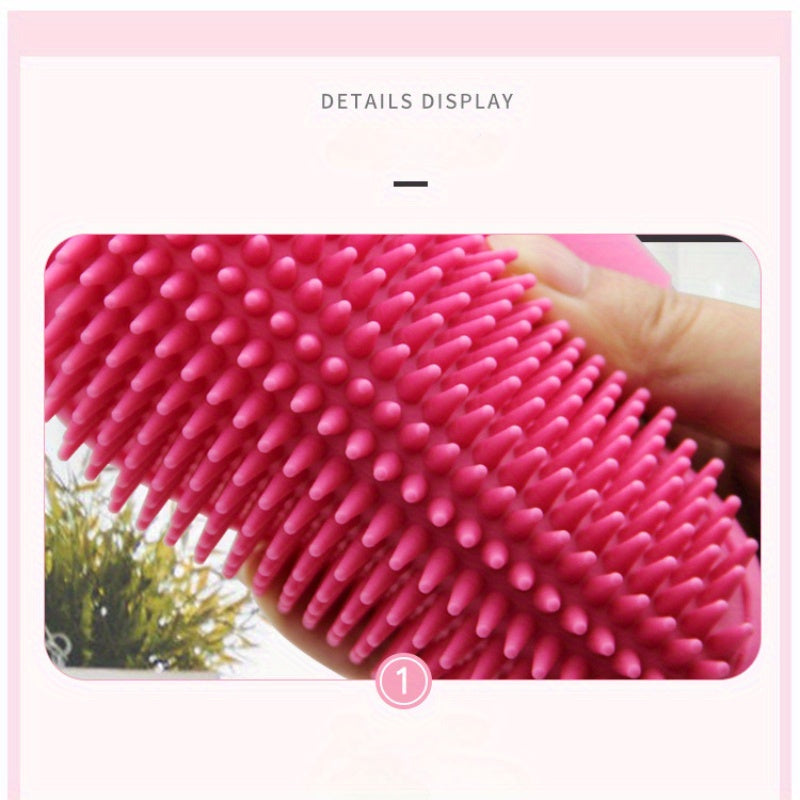 Pet Grooming Brush, Rubber Bristle Massage Bathing Brush for Cats and Dogs, Gentle Cleaning Glove Mitt for Pets - Non-Scrubbing, Easy to Use