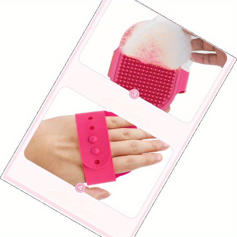 Pet Grooming Brush, Rubber Bristle Massage Bathing Brush for Cats and Dogs, Gentle Cleaning Glove Mitt for Pets - Non-Scrubbing, Easy to Use