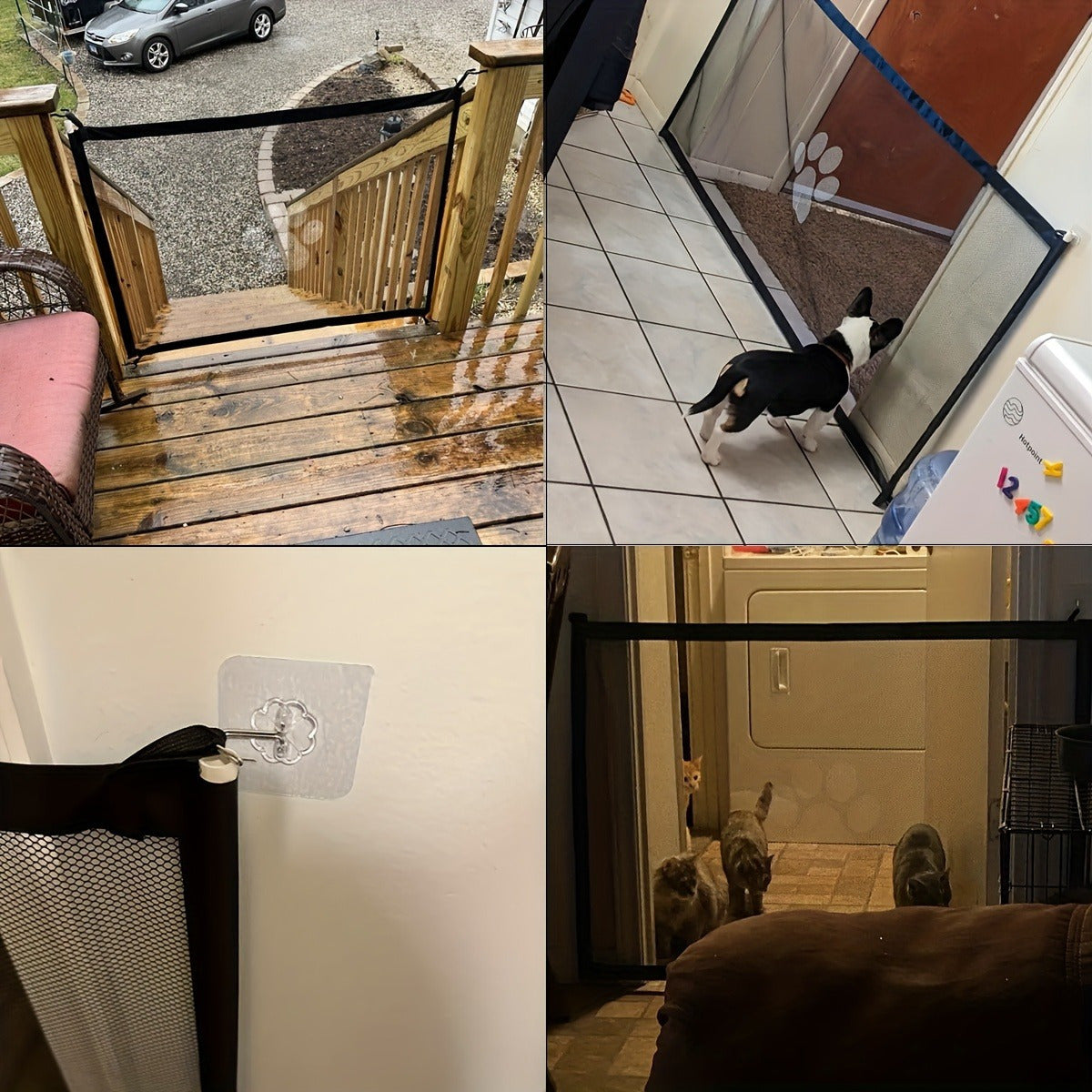 Versatile Pet Safety Gate - Expandable Mesh Pet Gate Portable Adjustable Safety Dog Gate - Indoor Outdoor Gate - Easy Install Stair Barrier for Pets
