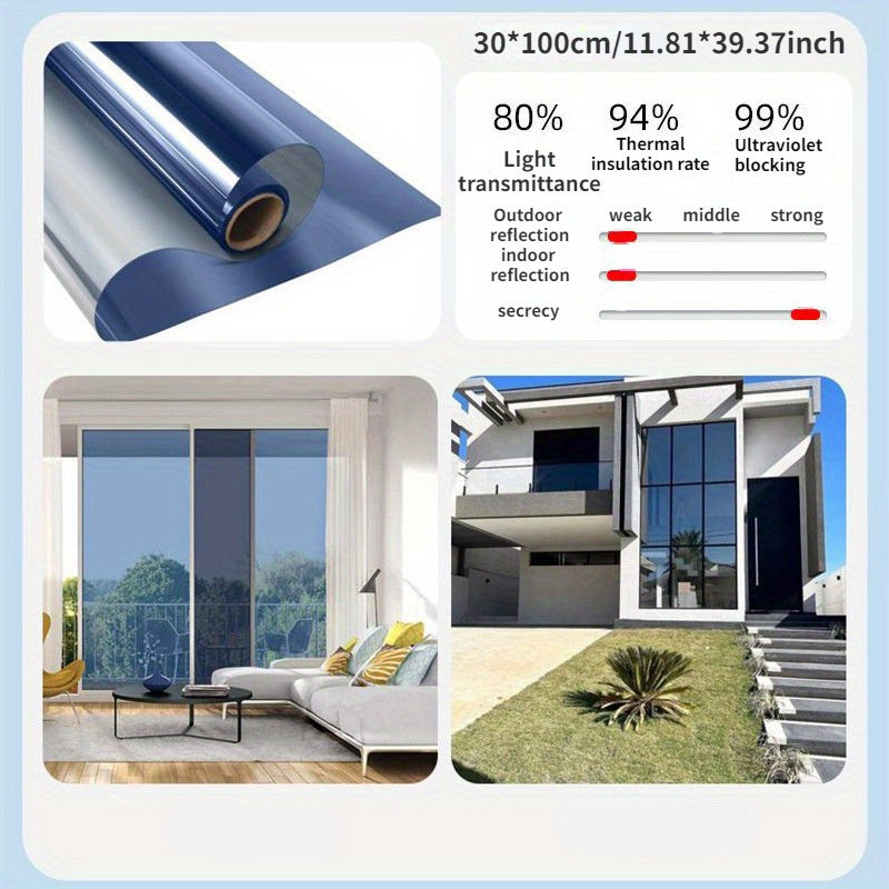 1 Roll Heat Insulation Window Film for Office & Home - Anti-Peeping Privacy, Protection & Sunshade, One-Way View, Easy & Stick PET Film, 2mil Thick Contemporary Design, Privacy Window Film, Architectural Integration, Durable
