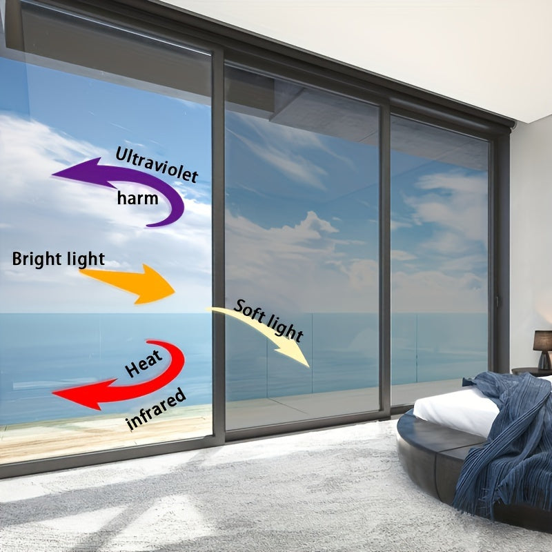 1 Roll Heat Insulation Window Film for Office & Home - Anti-Peeping Privacy, Protection & Sunshade, One-Way View, Easy & Stick PET Film, 2mil Thick Contemporary Design, Privacy Window Film, Architectural Integration, Durable