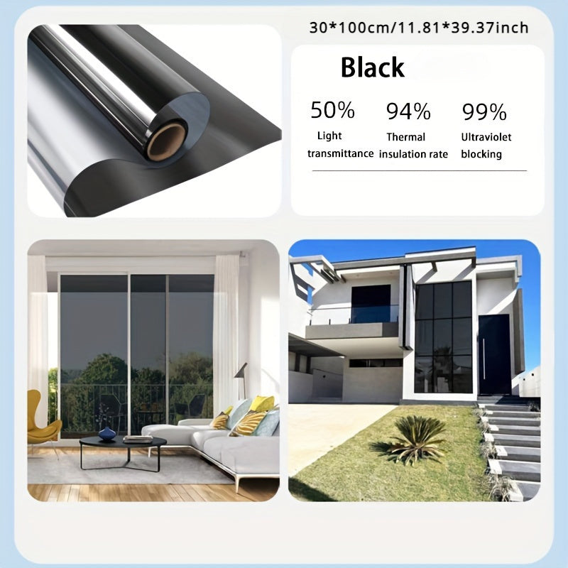 1 Roll Heat Insulation Window Film for Office & Home - Anti-Peeping Privacy, Protection & Sunshade, One-Way View, Easy & Stick PET Film, 2mil Thick Contemporary Design, Privacy Window Film, Architectural Integration, Durable