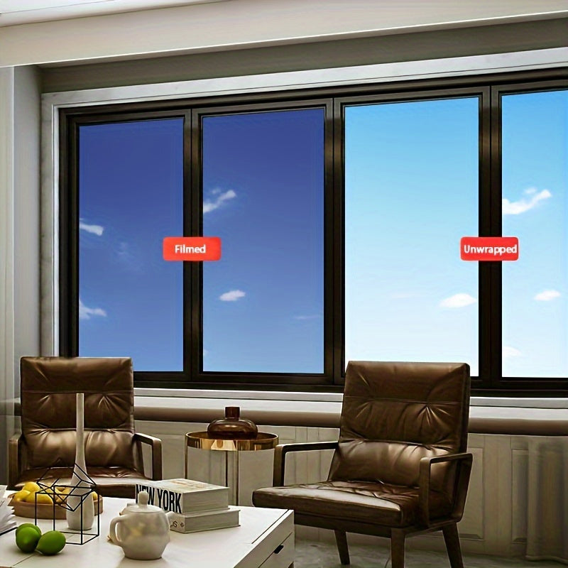 1 Roll Heat Insulation Window Film for Office & Home - Anti-Peeping Privacy, Protection & Sunshade, One-Way View, Easy & Stick PET Film, 2mil Thick Contemporary Design, Privacy Window Film, Architectural Integration, Durable