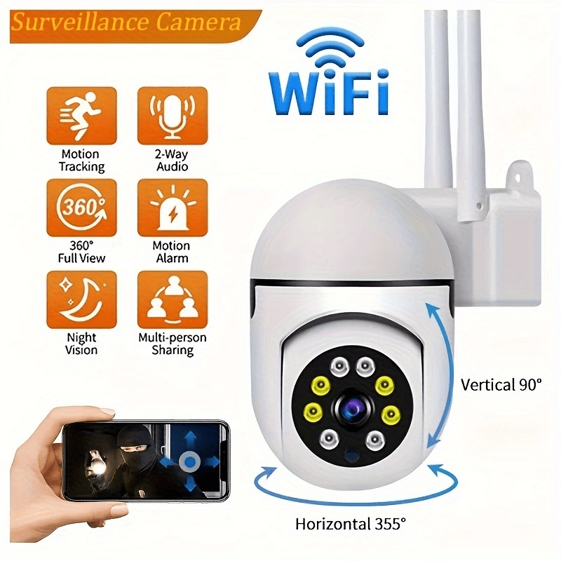 1080P Hd Indoor/Outdoor Security Camera With 2-Way Audio, Wi-Fi Enabled, Pan/Tilt/Zoom, Motion Tracking - Perfect For Babies & Pets, Color Night Vision