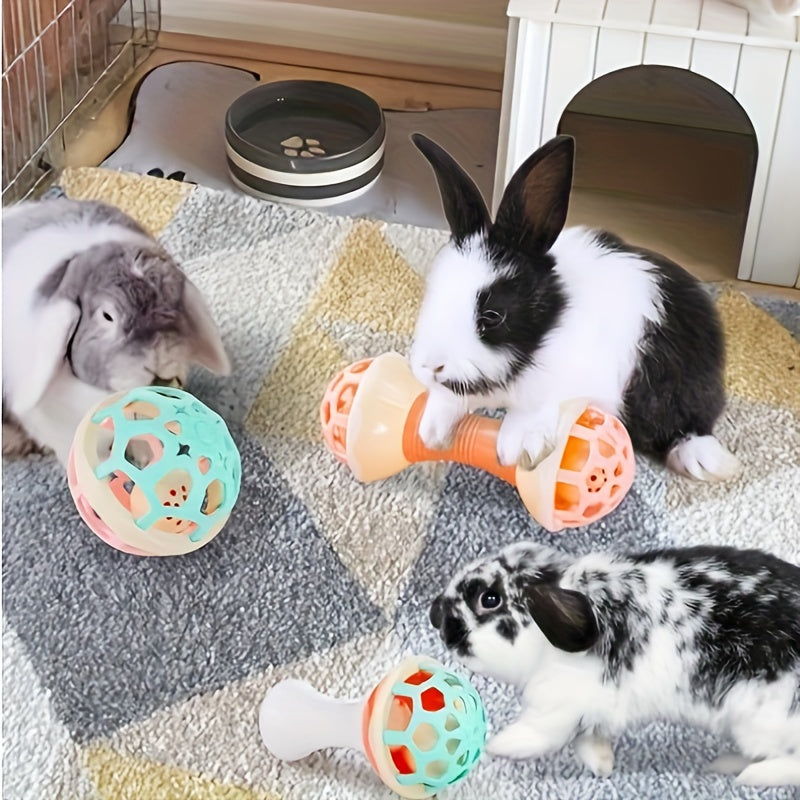 3-Pack Interactive Rabbit Toys with Jingle Bells - Safe, Durable Plastic Playballs Set for Small Pets, Suitable for Mice, Rabbits, Guinea Pigs, and Chinchillas