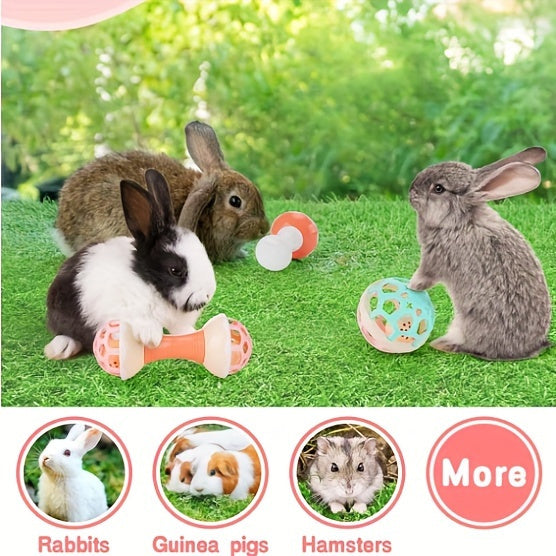 3-Pack Interactive Rabbit Toys with Jingle Bells - Safe, Durable Plastic Playballs Set for Small Pets, Suitable for Mice, Rabbits, Guinea Pigs, and Chinchillas