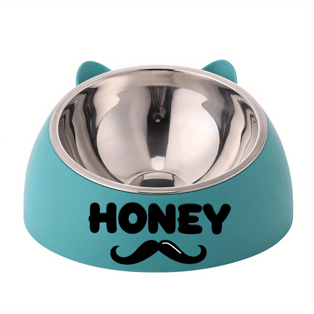 Personalized Cute Cat and Dog Bowl, custom High quality stainless steel pet bowl, Tilt pet bowl for neck protection, Nice gift for pets
