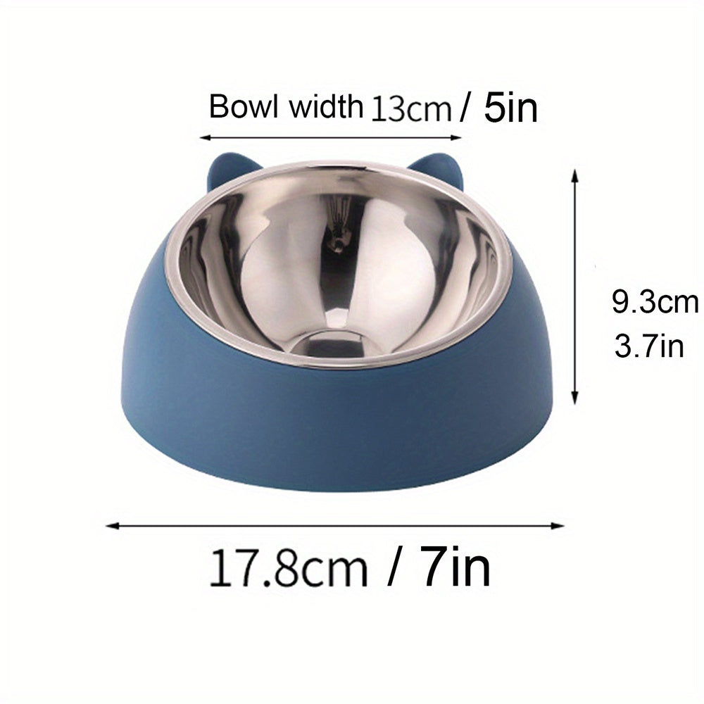 Personalized Cute Cat and Dog Bowl, custom High quality stainless steel pet bowl, Tilt pet bowl for neck protection, Nice gift for pets
