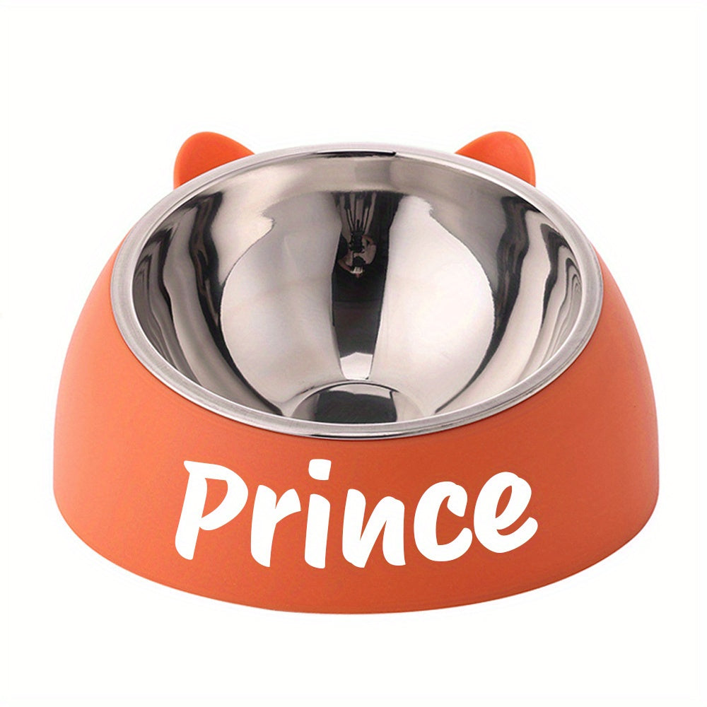 Personalized Cute Cat and Dog Bowl, custom High quality stainless steel pet bowl, Tilt pet bowl for neck protection, Nice gift for pets