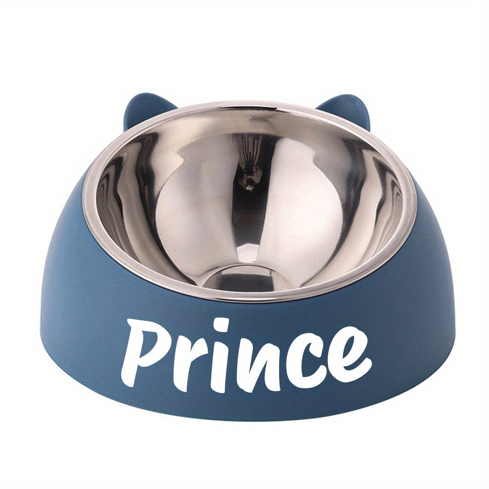 Personalized Cute Cat and Dog Bowl, custom High quality stainless steel pet bowl, Tilt pet bowl for neck protection, Nice gift for pets