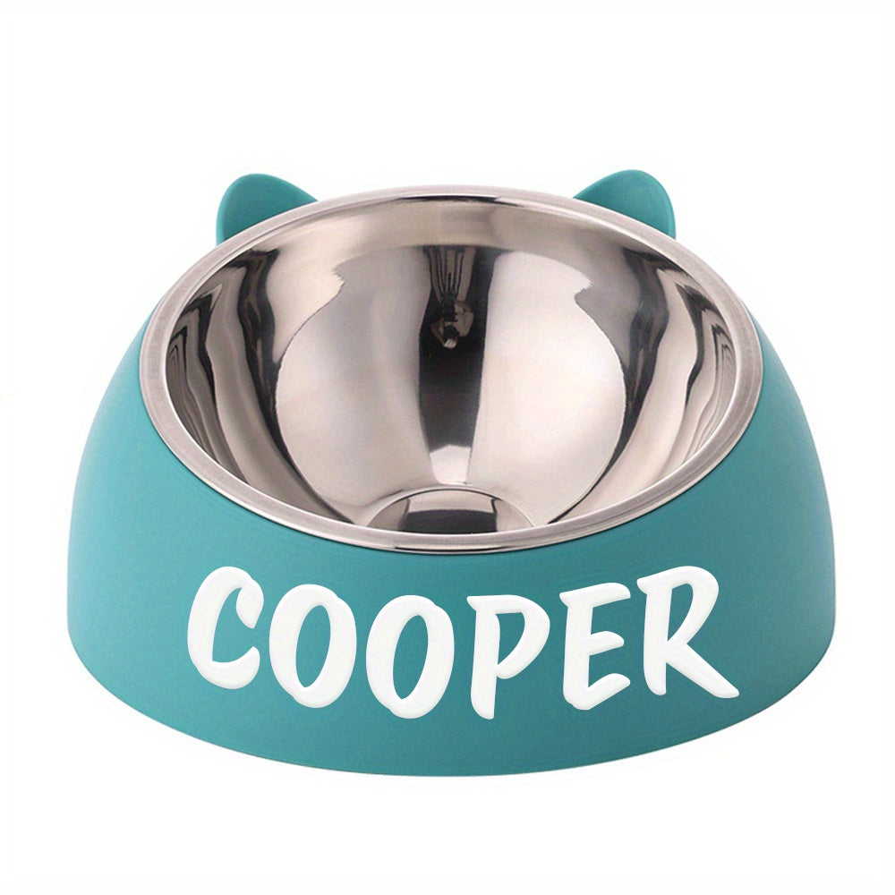 Personalized Cute Cat and Dog Bowl, custom High quality stainless steel pet bowl, Tilt pet bowl for neck protection, Nice gift for pets
